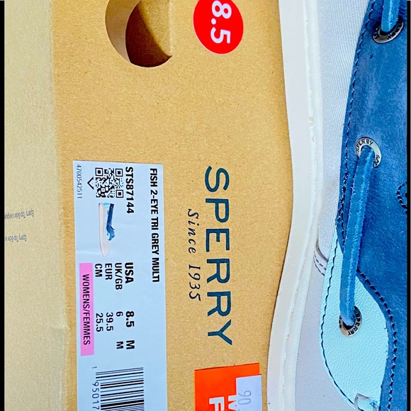 NWT: SPERRY - FISH 2 EYE TRI GREY MULTI - SIZE 8.5 M. In ORIGINAL BOX - Picture 4 of 7